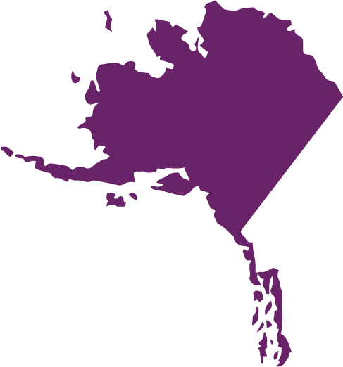 A purple cutout of Alaska is shown.