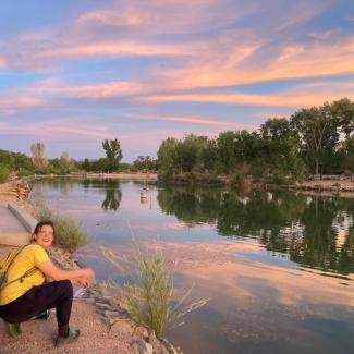 Emily Spindler samples pollinators in New Mexico (Photo: Aimee Code, Xerces Society)