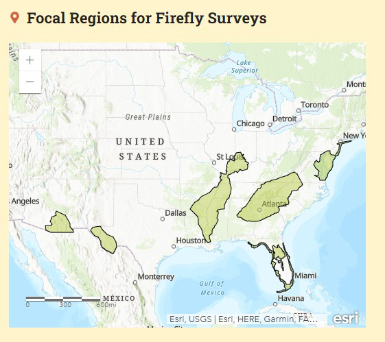 Map of focal regions concentrated in the Southwest, Southeast, and Mid-Atlantic. 